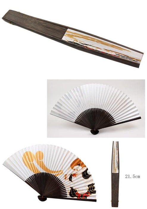 Yamani Fujin Wind God Folding Fan 21.5cm Traditional Japanese Design Sensu