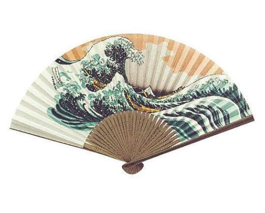 Yamani Japanese Folding Fan 22.5Cm Great Wave Off Kanagawa Design