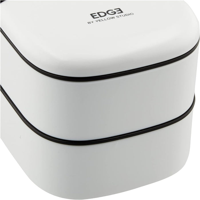 Yellow Studio 2-Tier Microwavable White Bento Box Japanese Lunch Box