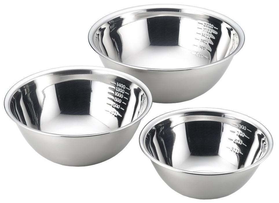 Yoshikawa Stainless Steel Measuring Bowls 3Pcs Set SH6451 Durable Kitchen Utensils