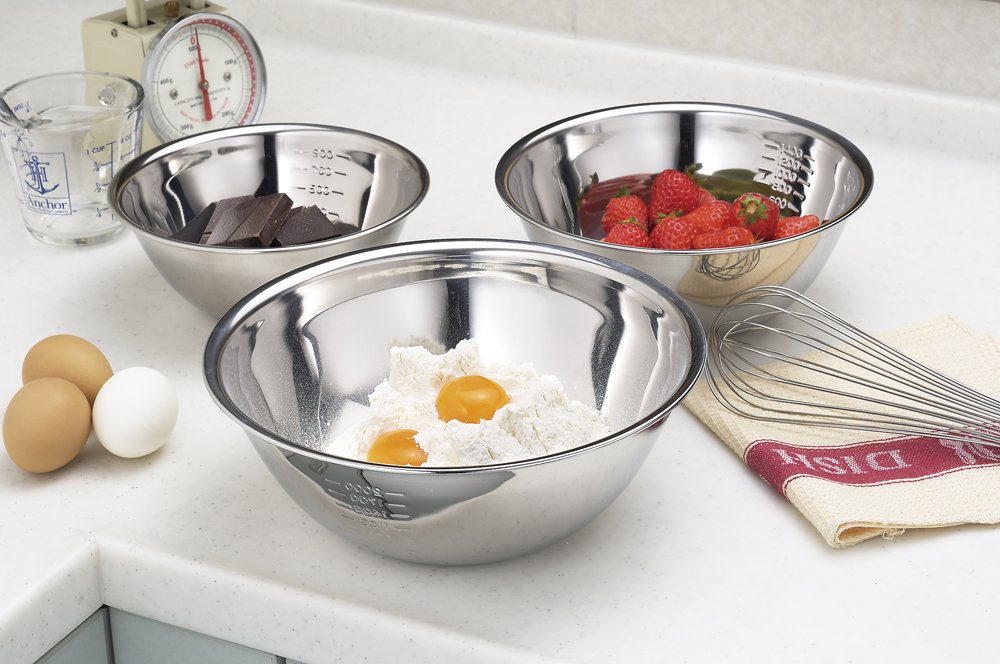 Yoshikawa Stainless Steel Measuring Bowls 3Pcs Set SH6451 Durable Kitchen Utensils