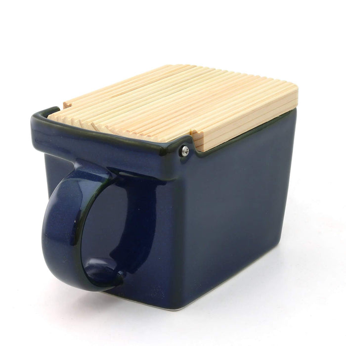 Zero Japan Ceramic Salt Box Navy Blue 420ml Kitchen Container