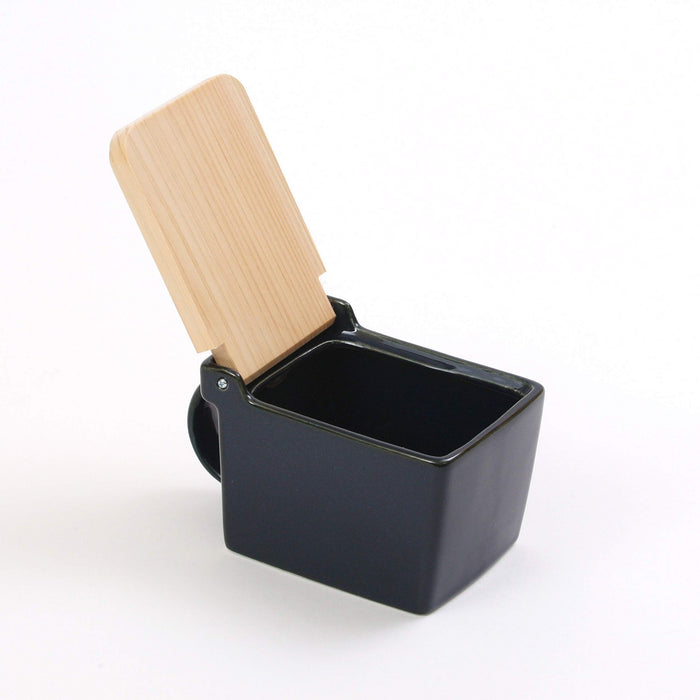 Zero Japan Ceramic Salt Box Navy Blue 420ml Kitchen Container