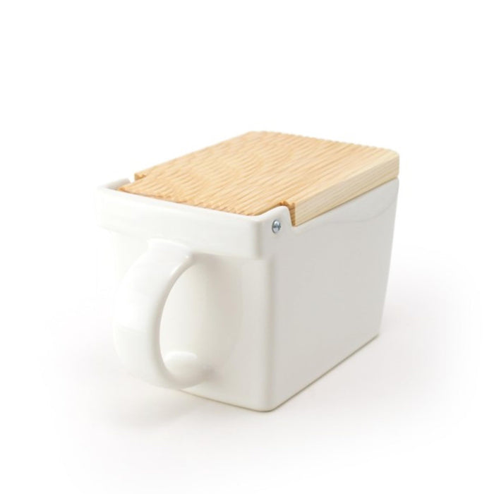 Zero Japan White Ceramic Salt Box Kitchen Container 420ml