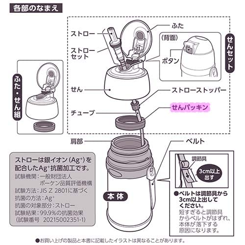 Zojirushi BB478039M-01 Water Stopper Gasket Stainless Steel 2Way Bottle Stopper