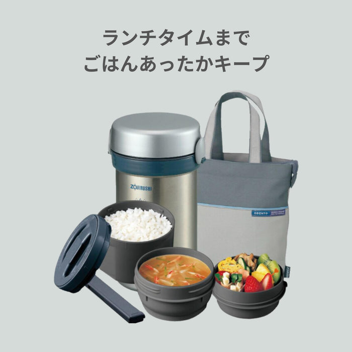 Zojirushi Stainless Steel Insulated Lunch Box with Lunch Bag 1.5 Cups Silver