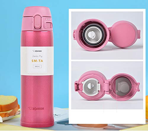 Zojirushi 480ml Pink Travel Mug Bottle - Compact Leak-Proof & Insulated SM-TA48-PA
