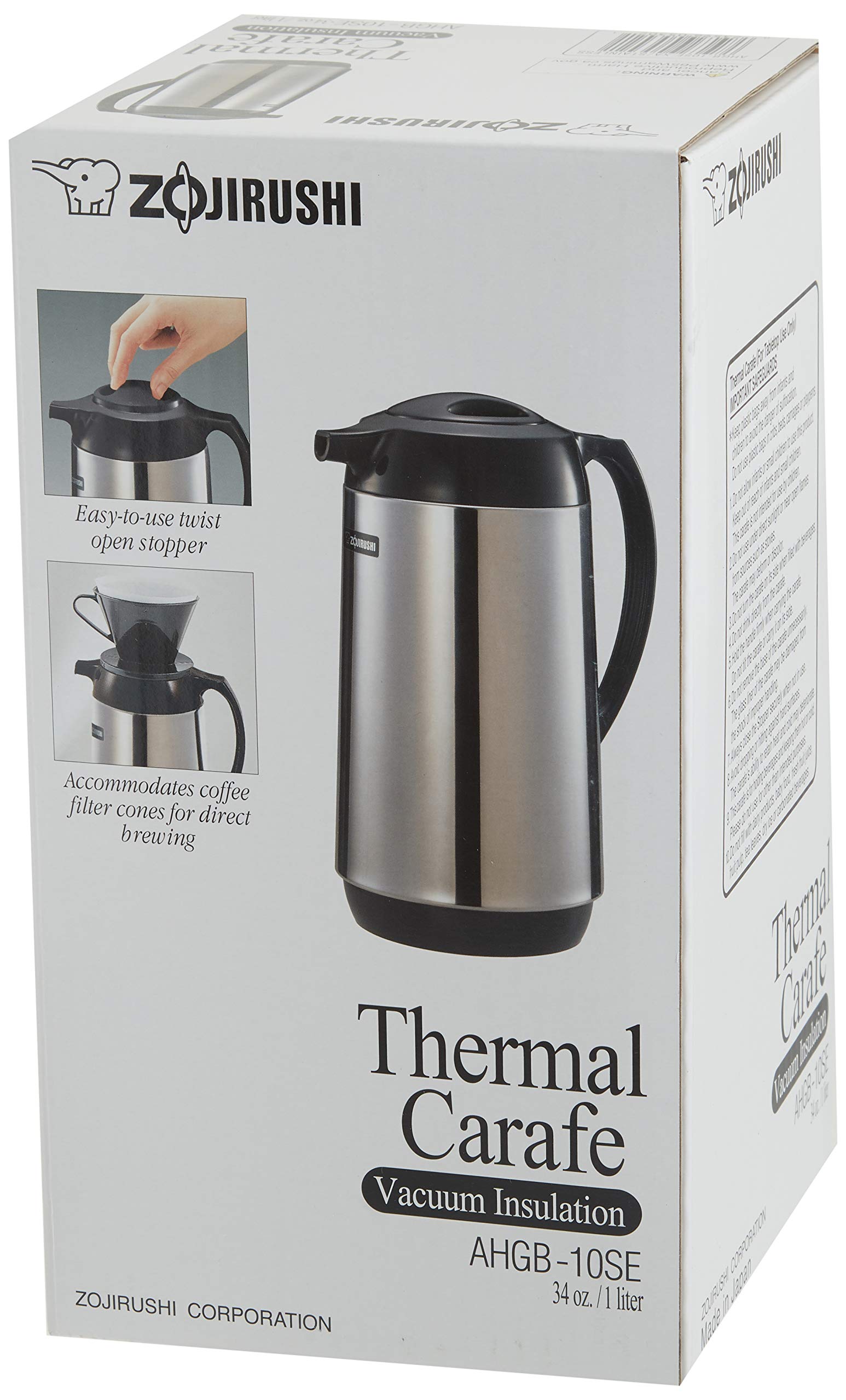 Zojirushi 1 Liter Vacuum Insulated Thermal Carafe Polished Stainless Steel