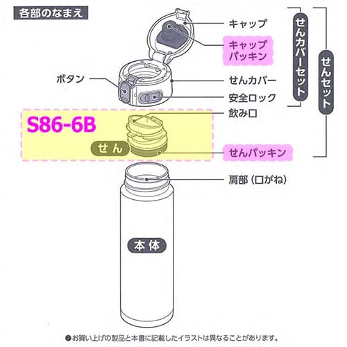Zojirushi Stainless Steel Mug S86-6B with Compatible Stopper Gasket for Models Sm-Ta Sm-Tae Sm-Qaf