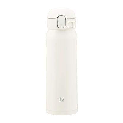 Zojirushi Stainless Steel Water Bottle 480ml Matte White One-Touch Cap Easy-to-Clean