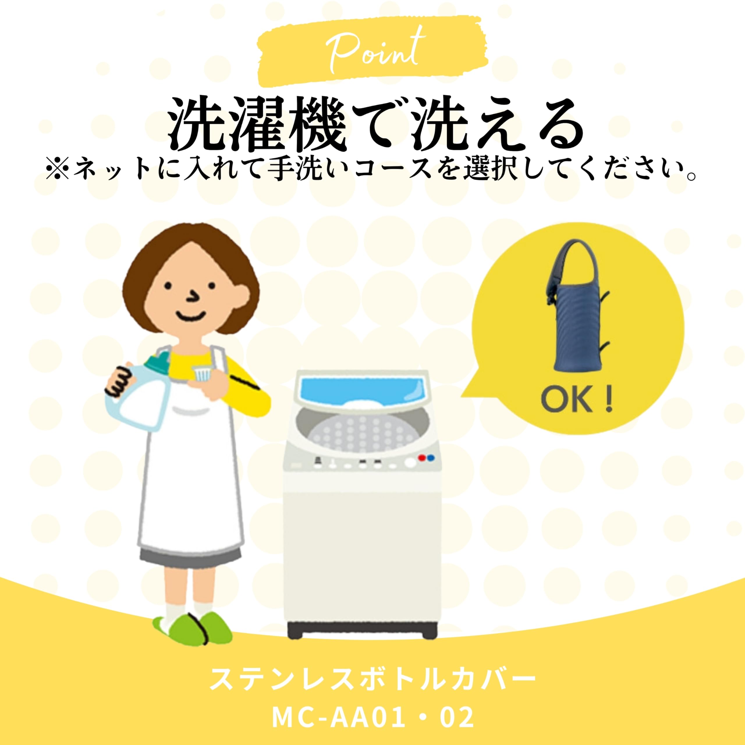 Zojirushi Blue Stainless Steel 480ml 3-Way Water Bottle Cover Stretch and Machine Washable - Mc-Aa02-Aa