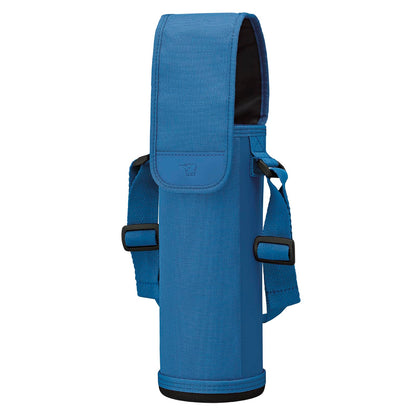 Zojirushi Casual Blue Stainless Steel Water Bottle Cover with Shoulder Strap & Name Tag 720ml Machine Washable