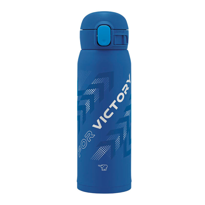 Zojirushi 480ml Stainless Steel Water Bottle for Children with One-Touch Seamless Cap Blue