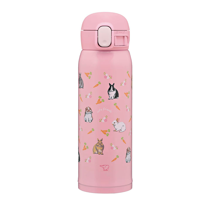 Zojirushi Kids Water Bottle Pink Rabbit 480ml Stainless Steel One-Touch Mug