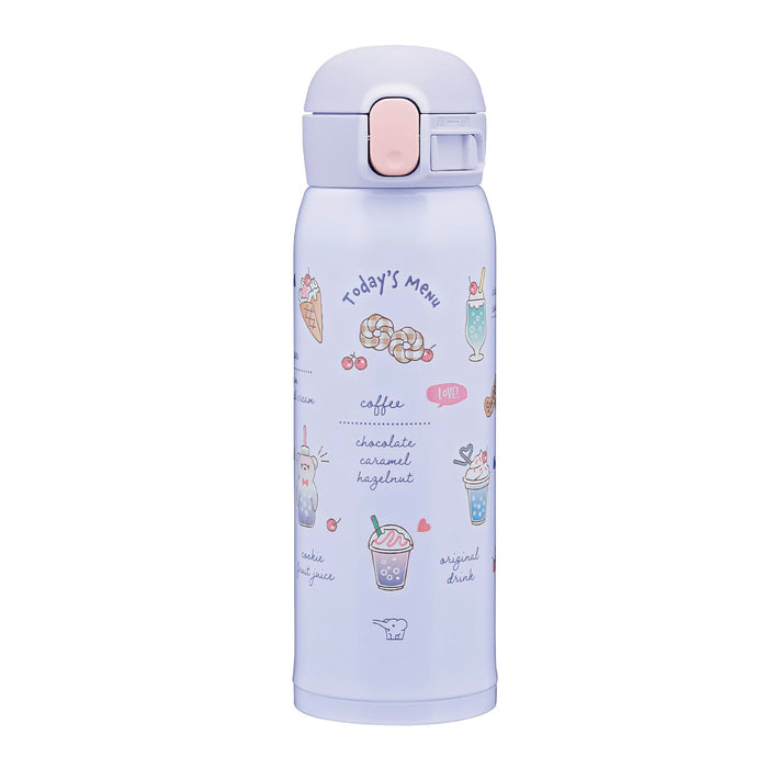 Zojirushi 480ml One-Touch Stainless Steel Water Bottle for Kids Sweet Purple