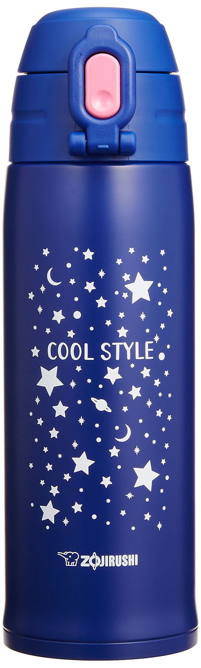 Zojirushi 820ml Blue Stainless Steel Water Bottle with 2-Way Cup and Drinking Pouch