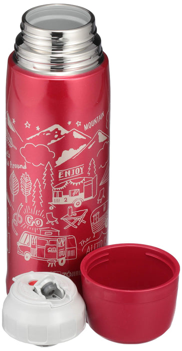 Zojirushi 820ml Red Stainless Steel Insulated Water Bottle with Cup - Sj-Js08-Ra