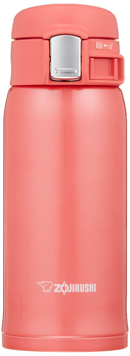 Zojirushi 轻便不锈钢 360ml 水瓶珊瑚粉色直饮水瓶 Sm-Sc36-Pv