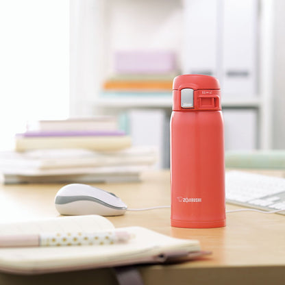 Zojirushi Lightweight Stainless Steel 360ml Water Bottle Coral Pink Direct Drinking Sm-Sc36-Pv