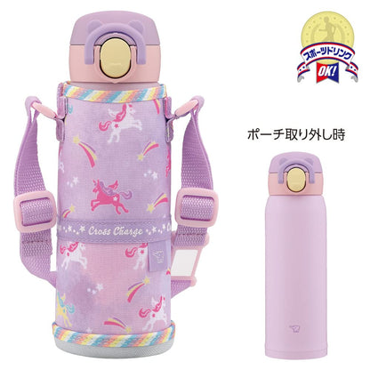 Zojirushi 480Ml Kids Stainless Steel Water Bottle Unicorn Purple One-Touch Easy Clean