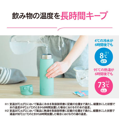 Zojirushi Large Capacity Stainless Steel Water Bottle 600ml Easy Clean Mint Blue SM-VA60-AM