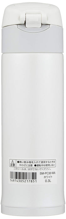 Zojirushi 300ml Stainless Steel Water Bottle One-Touch Open White - SM-PC30-WA