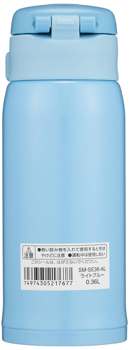 Zojirushi Lightweight Stainless Steel Water Bottle 360ml Warm/Cold One-Touch Open Light Blue