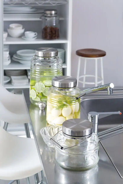 Aderia Japan 5L Cosmetic Box Plum Wine Bottle Storage Container Stainless Cap Glass Canister Airtight Coffee Beans 817