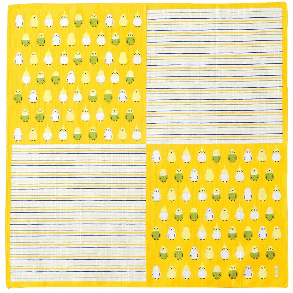 Hama Pattern Furoshiki 50Cm Parakeet Arrangement Yellow - Japanese Cloth