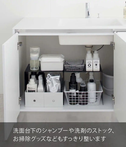 Yamazaki Industrial 5038 Storage Box Top Rack Set Of 2 Black W31Xd20Xh28Cm Tower Shelf Japan