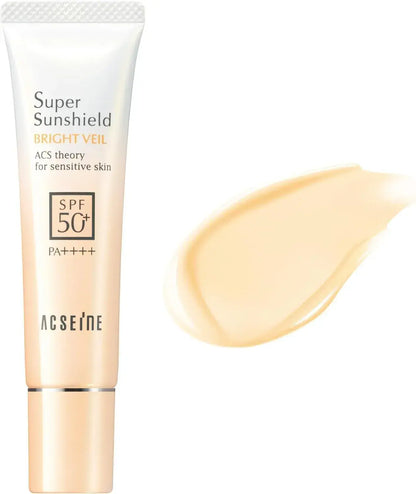Acseine Super Sunshield Bright Veil SPF50 PA Sunscreen Base Cream - Cream Beige - 4951819049536