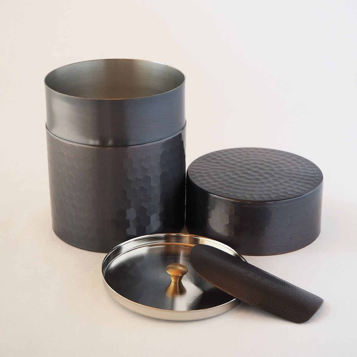 Asahi Copper Japanese Loose Tea Leaf Chazutsu Tea Caddy W/ Spoon & Gift Box