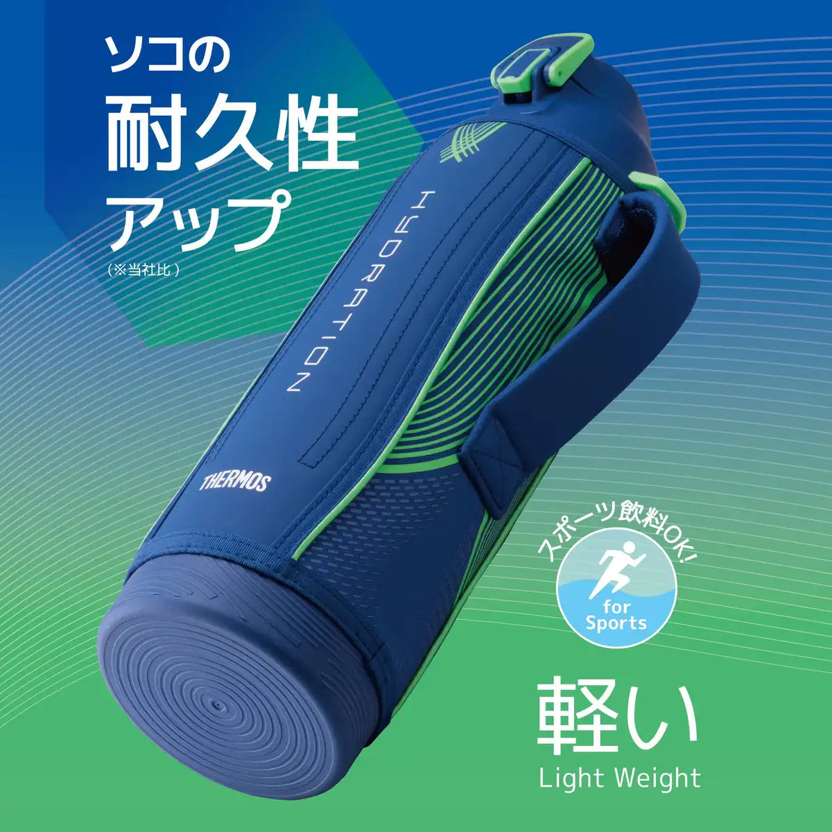 Thermos Fht-1502F 1.5L Blue Green Cold Storage Vacuum Insulated Sports Bottle