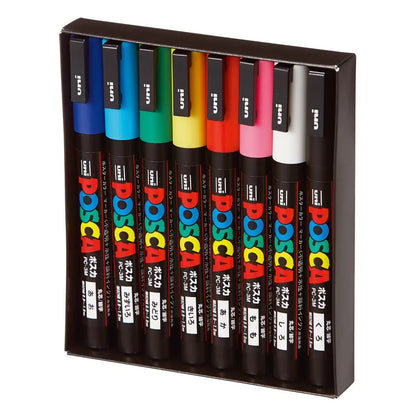 Uni Mitsubishi Pencil Posca Paint Marker Set 8 Colors PC-3M 8C Fine Tip