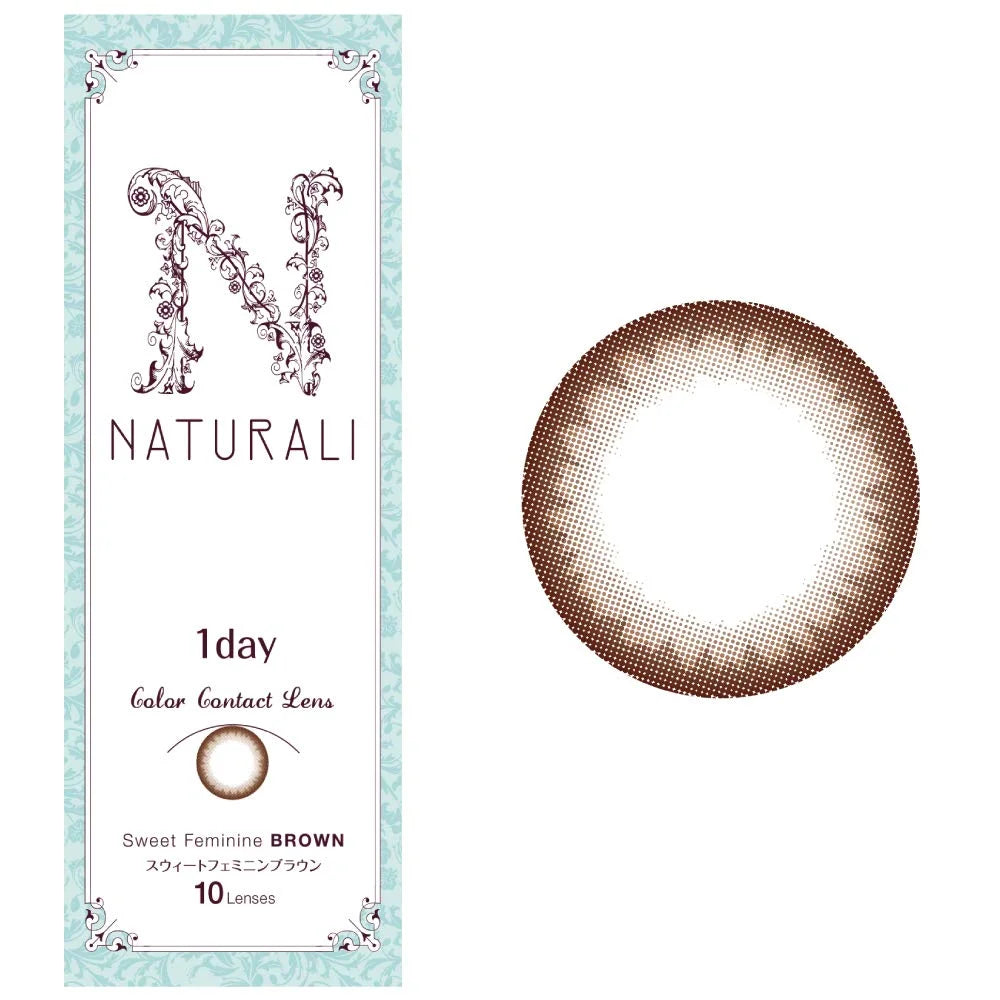 Naturali Japan Color Contacts Brown 10 Pcs Dia 14.2 Power 6.00 One Day Sweet Feminine