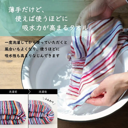 Tangono Imabari Towel 5-Piece Set Japan Soft Absorbent Quick-Drying | Eco Towel Made From Leftover Threads | Gentle Texture Fluffy Face Towels (Random Color Pattern) Multi-Color