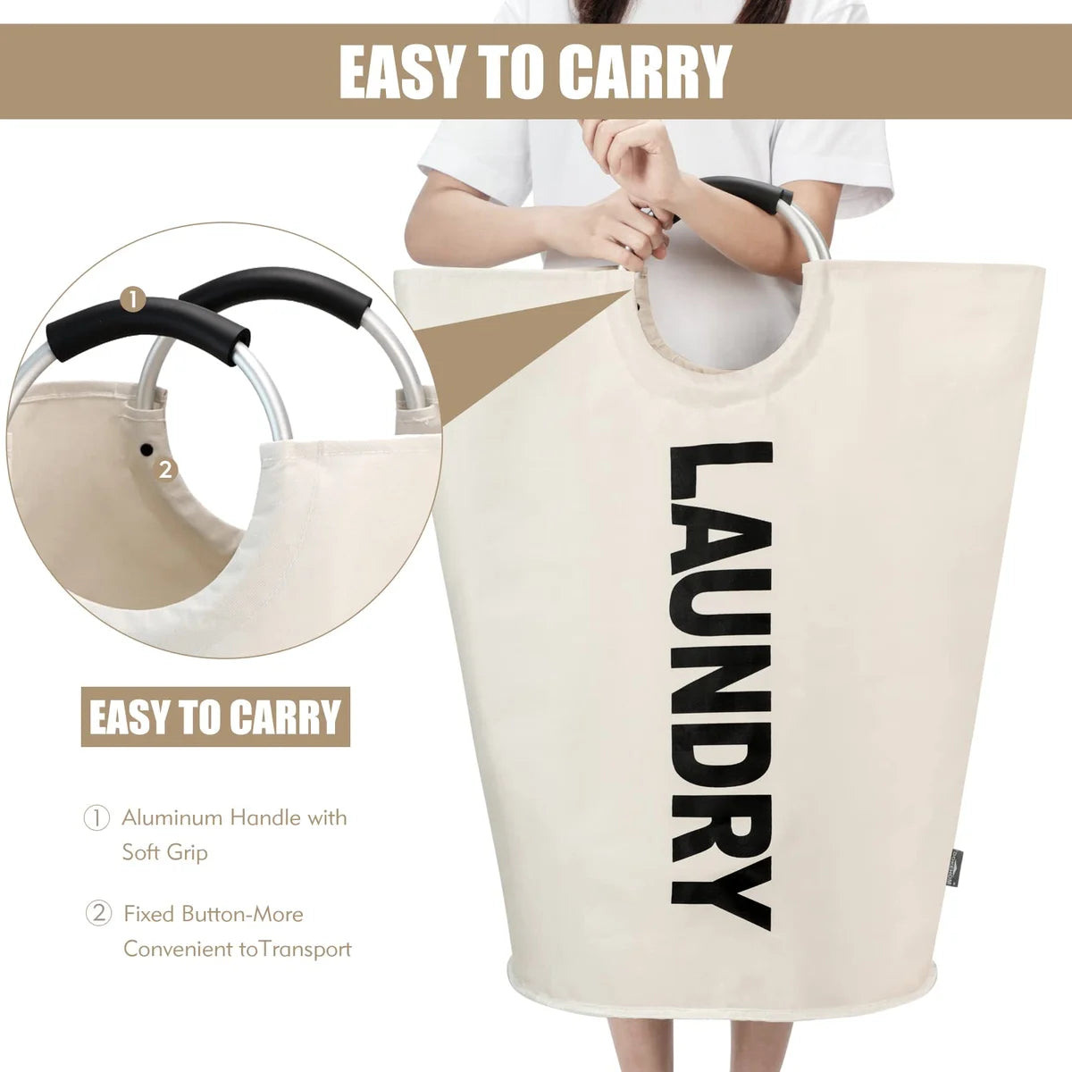 Dokehom 95L Laundry Basket Hamper Box Japan Waterproof Handle Folding Stylish Interior Goods (Black)