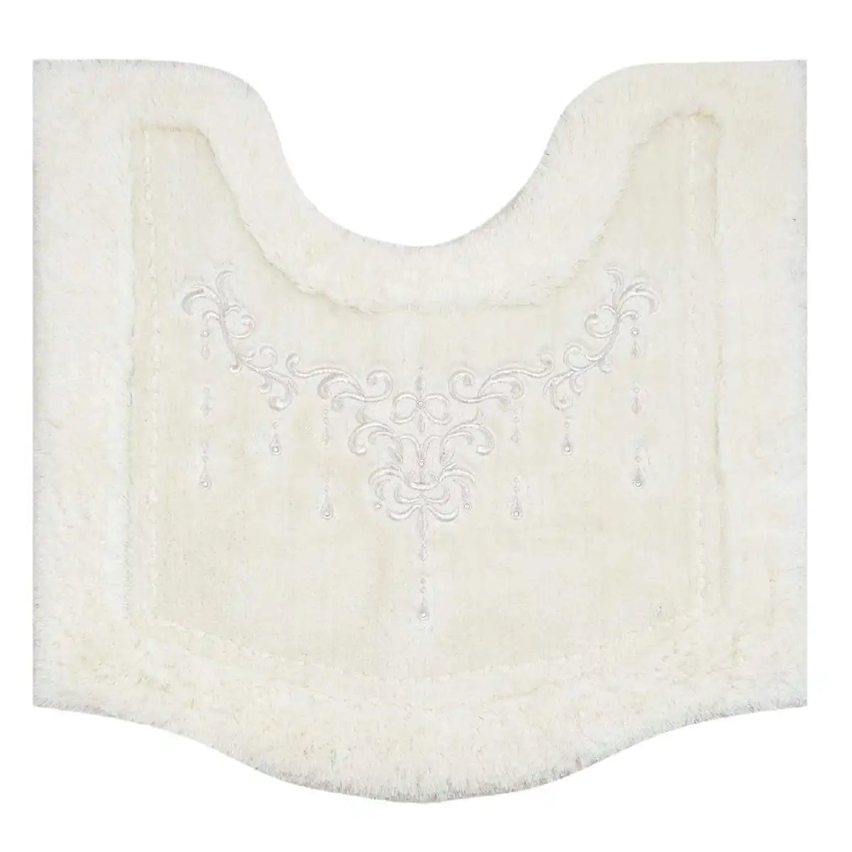 Senko Japan Nynas Shanti Toilet Mat Platinum X Ivory 70X70Cm Rhinestones 17873