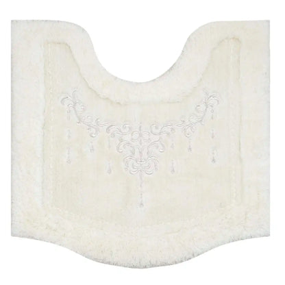 Senko Japan Nynas Shanti Toilet Mat Platinum X Ivory 70X70Cm Rhinestones 17873