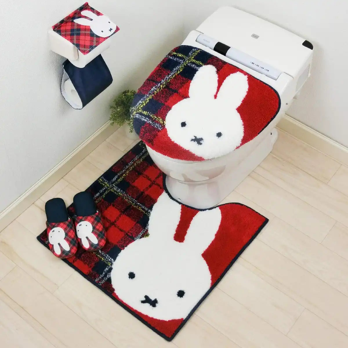 Senko Miffy Check Paper Holder Cover Red 61762 - Japan