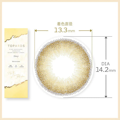 Topaz Japan Color Contacts Topards Topaz Rino Sashihara Sassy 1 Day 10Pcs Honey Amber [-1.25] Prescription