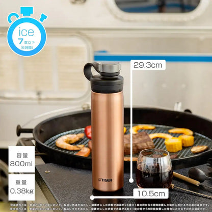 Tiger: Portable 800ml Insulated Stainless Steel Water Bottle Carbonated Drink Compatible Mta-T080Wk Eaglet White