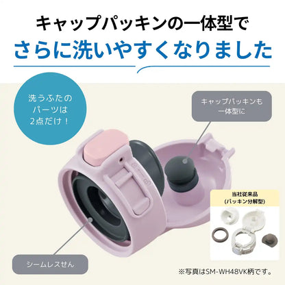 Zojirushi 480ml Stainless Steel Water Bottle One-Touch Seamless Cap Black Easy Maintenance for Kids