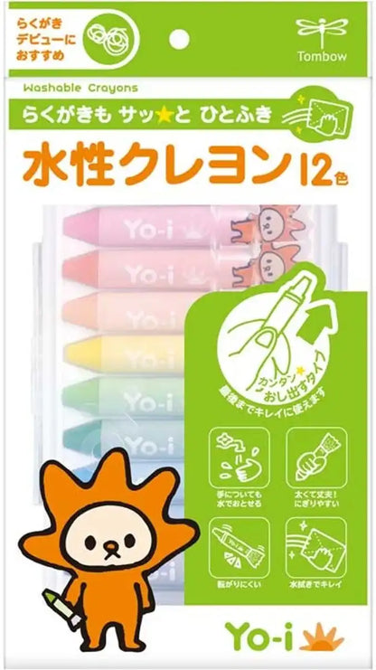 Tombow Japan Water-Based Crayon Yo-I 12 Colors Yn-Ry12C