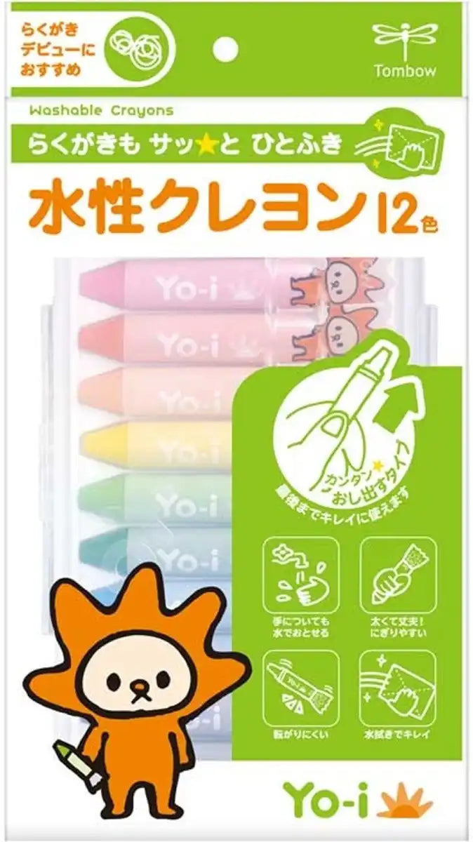 Tombow Japan Water-Based Crayon Yo-I 12 Colors Yn-Ry12C
