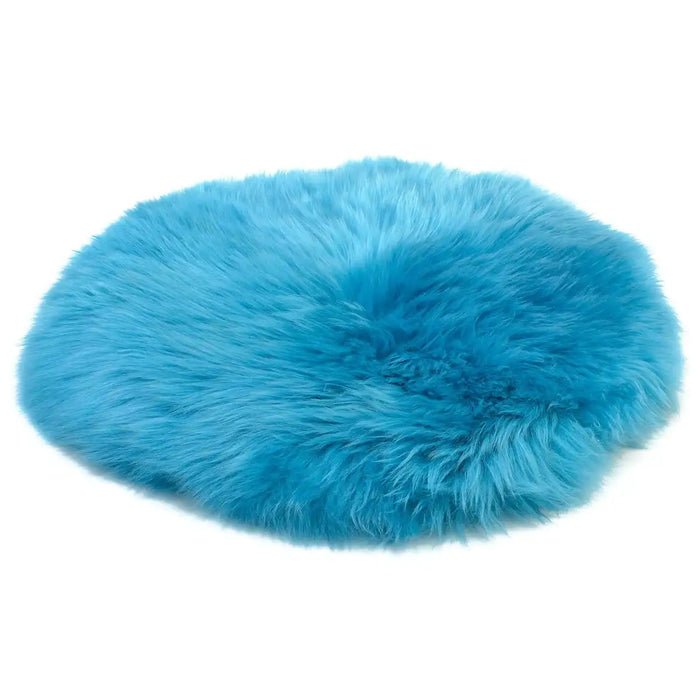 Nishikawa Mu-Cu-6019Lh Mouton Cushion 100% Sheepskin Japan-Made Fluffy Smooth Long Hair Blue 45Cm Diameter