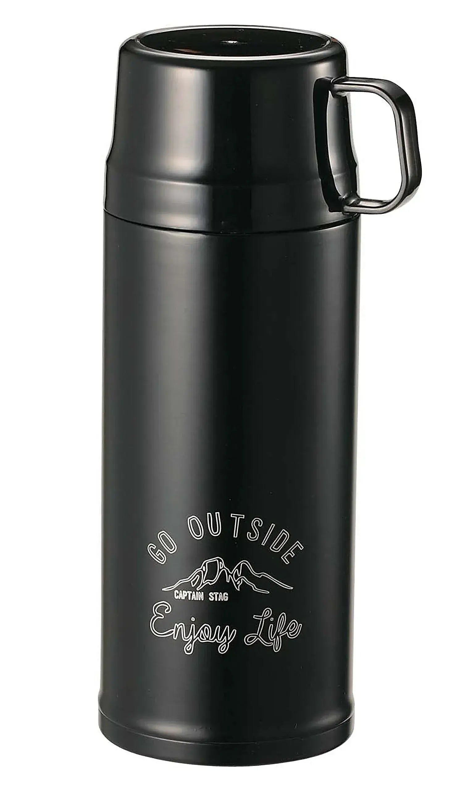 Captain Stag 2WAY Double Stainless Steel Vacuum Insulated Bottle - Black - 4560464260069
