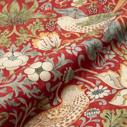 Nishikawa Morris Gallery Strawberry Thief 63X43Cm Pillow Cover 100% Cotton Made In Japan Red Pj07305676R