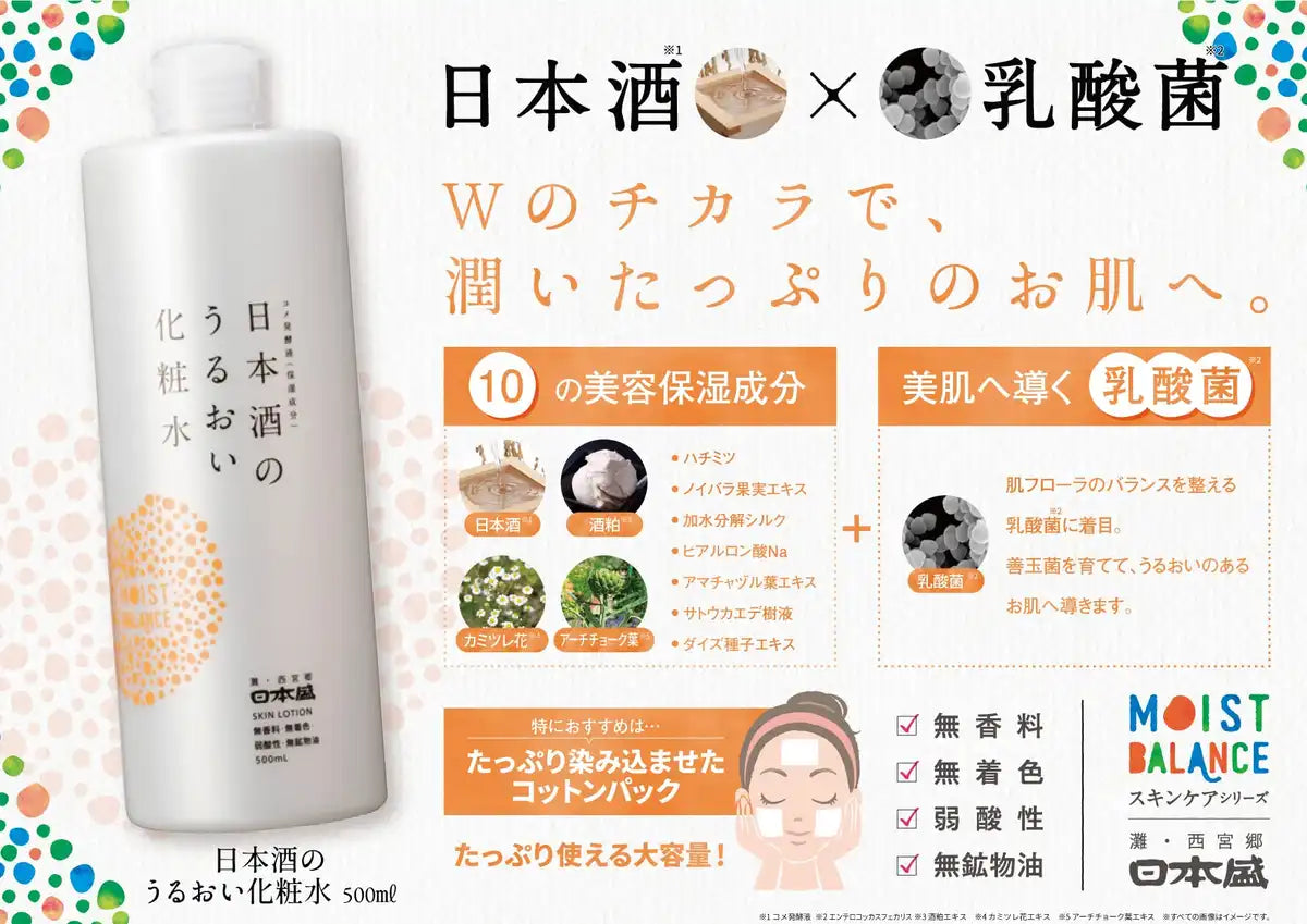 Japanese Serving Nihonsei Sake Moisturizing Lotion 500ml Fragrance-Free