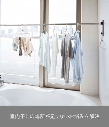 Yamazaki Industrial Japan Magnetic Bathroom Clothesline Holder Set Of 2 Tower Black 6X3.5X23Cm Indoor Drying
